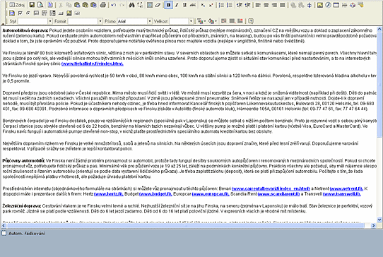 Obrazovka WYSIWYG editoru - FCKeditor